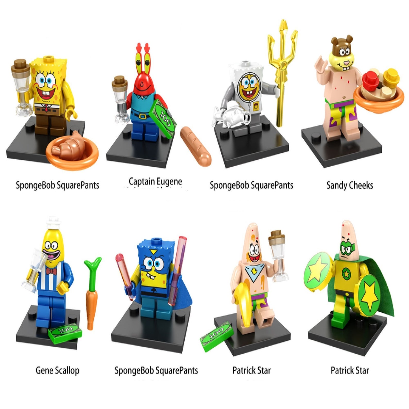 Spongebob Mini Set of 4 Minifigure Bricks Spongebob Etsy