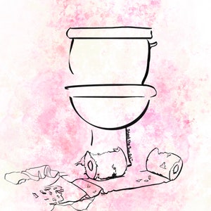 Messy Pink Bathroom (Print at Home) Digital Art