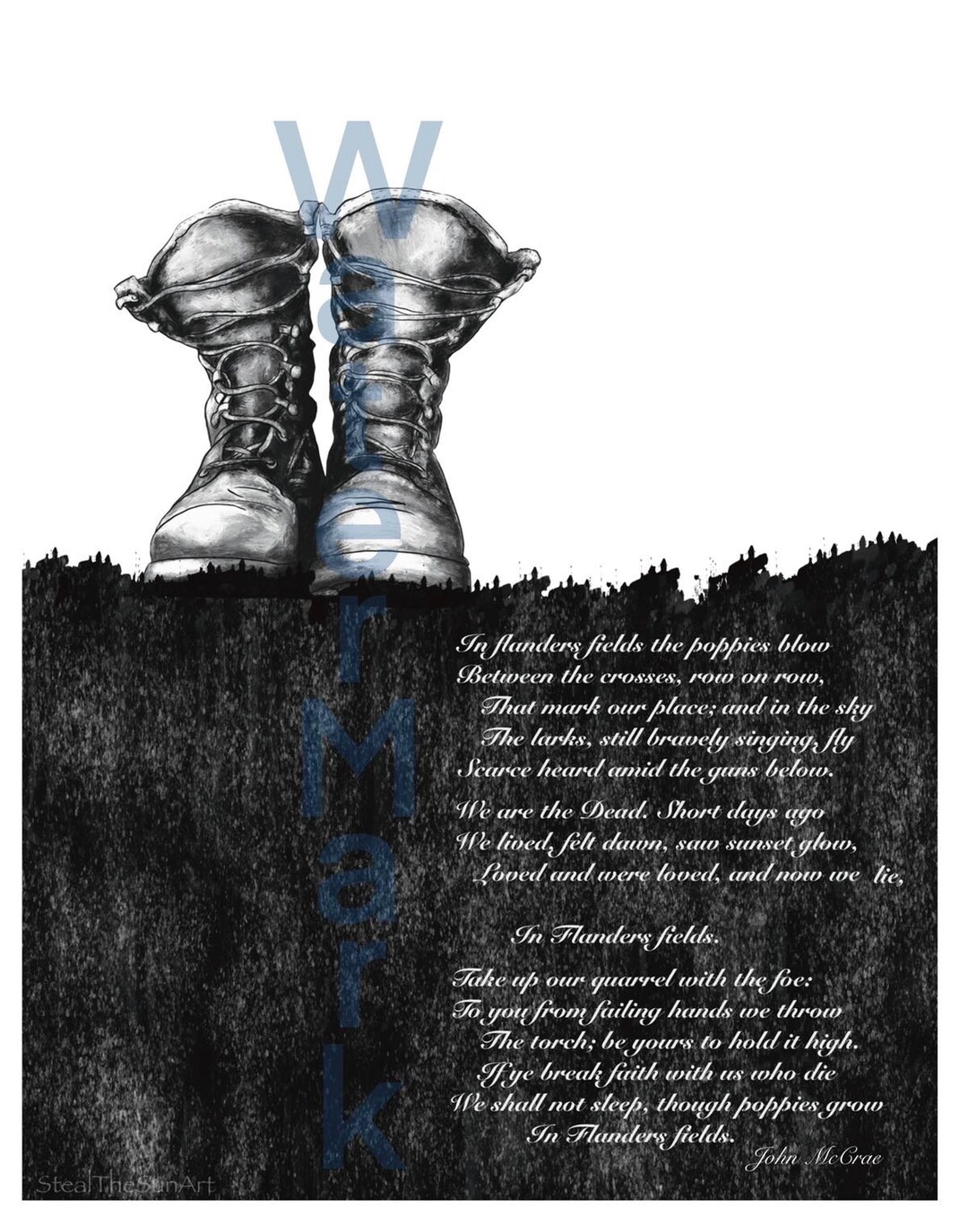 Black Military Boots With 'in Flanders Field' Poem (print at Home ...