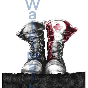 Botas militares canadienses con arte de regalo de bandera canadiense (imprimir en casa) Día del Recuerdo Día de Canadá