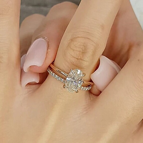 2.50 Ct Oval Cut Diamond Bridal Set Engagement Ring 14k White Gold Finish 2.50 Ct Oval Cut Diamond Bridal Set Engagement Ring 14k White Gold Finish