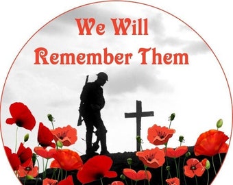 Poppy Pin Remembrance Day Red Poppy WE WILL REMEMBER Lest We Forget Badge