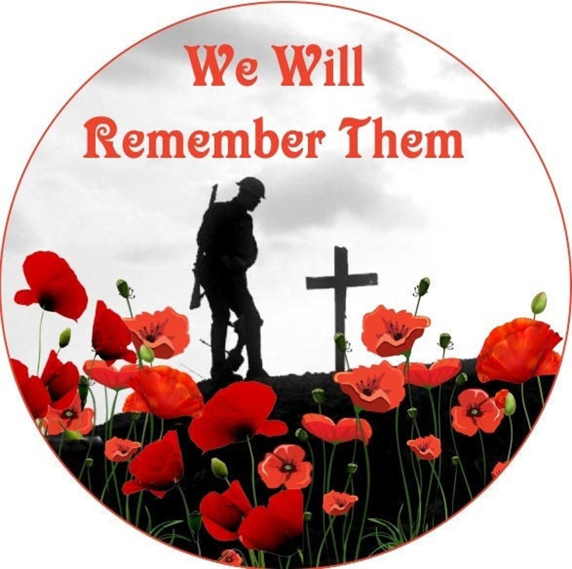 Poppy Pin Remembrance Day Red Poppy WE WILL REMEMBER Lest We Forget ...