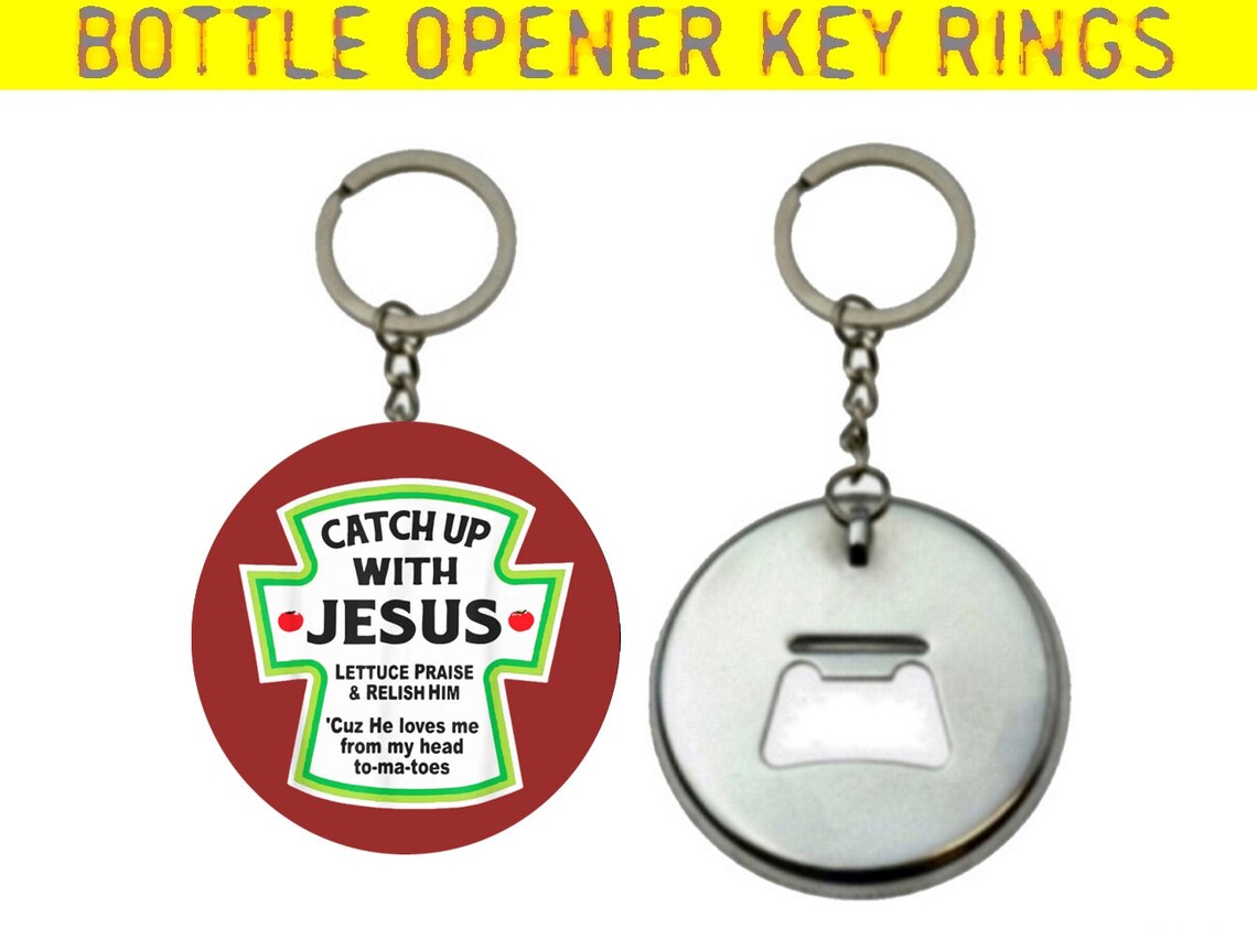 Jesus Loves Me Funny Jesus Tomato Ketchup Pin Button Badge or Keychain