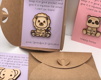 I Love You token Birthday Gift Personalised birthday Present DD2323 Wooden Token Pocket Hug