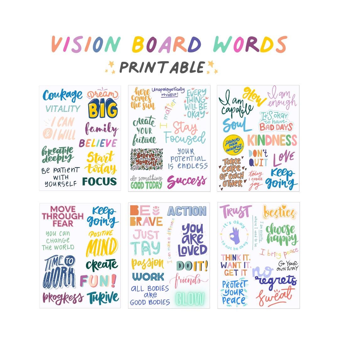 Vision Board Words - Printable - Etsy