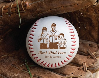 Personalized Photo Engraved Baseball, Custom Picture Gift for Dad, Fathers Day Gift from Kids, Engraved Keepsake Ball, Photo on Baseball