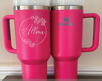 Stanley 40oz Tumbler | Personalized Laser Engraved Cup with Handle | Mother’s Day Gift, Graduation, Bridesmaid Proposal, Travel Mug