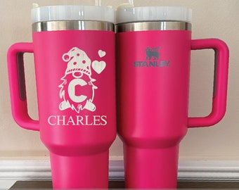 Personalized Christmas Stanley Tumbler 40oz - Antique Pink Stanley Quencher with Custom Laser Engraving - Holiday Gift for Her, Bridesmaid