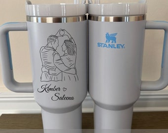 Custom Stanley 40oz Cup Valentine Day Gift - Anniversary Gifts - Romantic Gift for Couple - Gift for Him - Names and Date - Galentine Gifts