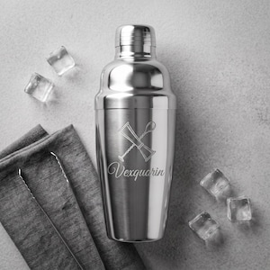 Personalized Cocktail Shaker, Engraved Stainless Steel Drink Shaker, Home Bar Tool, Bartender Gift for Him, Custom Bar Accessory Gift