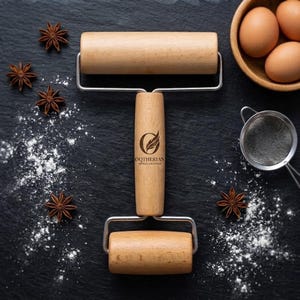 Personalized Wooden Dough Roller, Custom Engraved Mini Rolling Pin, Non Stick Pastry Roller for Pizza, Bread, Cookies, Fondant