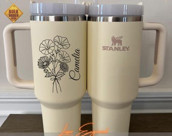 Personalized Stanley 40oz Tumbler – Custom Laser Engraved, Monogrammed Gift, Birthday & Christmas Present, Insulated Travel Mug with Handle