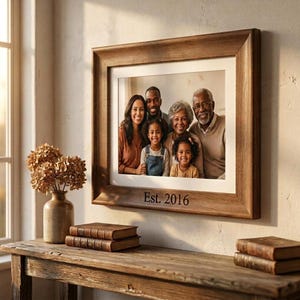 Custom Engraved Wood Photo Frame, Personalized Dual Picture Frame, Anniversary Gift for Couple, Family Keepsake, Rustic Wood Frame