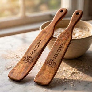 Personalized Wooden Spurtle, Engraved Sourdough Starter Stirrer, Custom Acacia Wood Spatula, Handmade Bread Baking Gift for Bakers