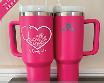 Personalized 40oz Stainless Steel Tumbler | Laser Engraved Nurse Gift, RN Graduation Cup
