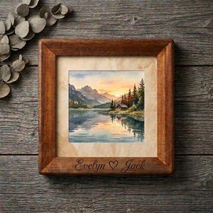 Custom Engraved Wood Picture Frame, Personalized Photo Frame, Wedding Anniversary Gift, Rustic Wood Frame for Him or Her, Newlywed Gift
