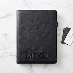 Personalized Leather Padfolio Custom Engraved Business Portfolio Folder Graduation Retirement Gift for Him Her Boss Men Women Professional