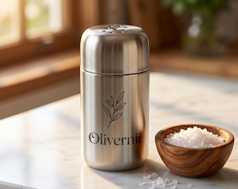 Personalized Stainless Steel Salt and Pepper Shakers, Engraved Custom Travel Shaker with Lid, Refillable Kitchen Camping Gift