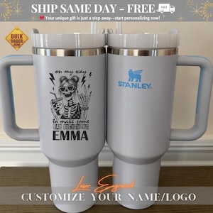 Custom Engraved Stanley Quencher H2.0  Tumbler with Handle 40 oz Personalized 40oz Stanley Customized Stanley Cup Gift for Halloween