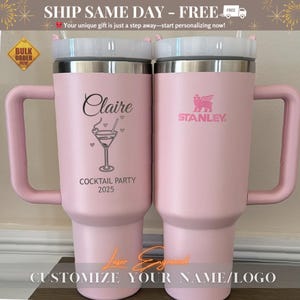 Personalized Stanley 40oz Tumbler For Summer Gift, Custom Name Engraved, Cocktail Party Gift, Summer Vacation Gift,Beach Party Tumbler