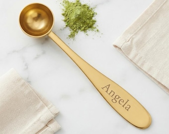 Personalized Matcha Spoon Custom Engraved Gold Measuring Scoop Birthday Housewarming Christmas Gift for Her Mom Women Tea Lover Matcha Gift