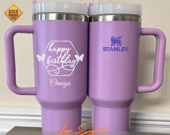 Happy Birthday Personalized Stanley 40oz Tumbler – Custom Engraved Cup, Bridesmaid Proposal Gift, Gifts for Her, Insulated Travel Mug