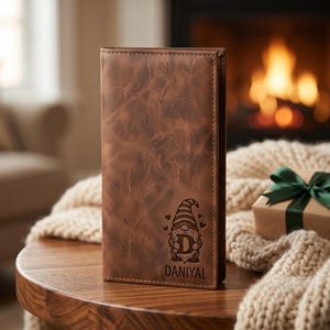 Personalized Leather Wallet for Men, Photo Engraved Long Bifold Wallet, Custom Picture Gift for Dad Husband Boyfriend, Anniversary Gift