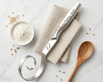 Dough Whisk, Personalized Sourdough Whisk, Stainless Steel Dutch Whisk for Bread Baking, Custom Engraved Gift for Baker, Him, Sis, Mom, Her