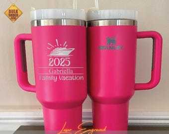 Cruise Family ship party gifts, Personalized Stanley 40oz Tumbler, Custom Travel Mug, Laser Engraved Tumbler, Stainless Steel water cup Gift