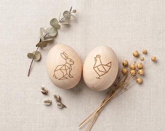 2 Pcs Personalized Wooden Easter Egg Shaker, Custom Engraved Musical Rattle, Baby's First Easter Gift, Montessori Toy