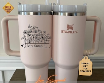 Vaso Stanley personalizado de 40 oz para profesores, taza grabada con láser con nombre, regalo de agradecimiento para profesores.