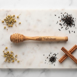 Personalized Olive Wood Honey Dipper, Custom Engraved Honey Stick, Wooden Honey Spoon Stirrer, Tea Lover Kitchen Gift for Her Him