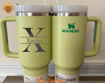 Louis Vuitton Stanley 40oz tumbler with handle - Custom Engraved Christmas Gift - 40oz Travel Mug for Hiking, Laser Engraved Gift For Her