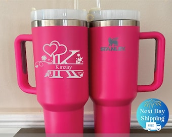Valentine's Day Personalized Stanley Tumbler - Engraved 40oz Insulated Travel Mug, Custom Couple Gift for Him/Her, Romantic Galentine's Gift