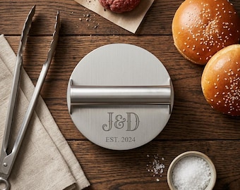 Personalized Burger Press, Custom Engraved Stainless Steel Smash Burger Smasher, BBQ Grill Gift for Him Dad Husband, Anniversary Gift