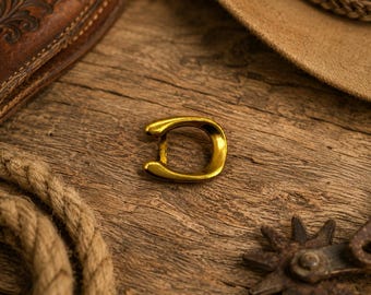 Fibbia per cintura piccola in ottone a ferro di cavallo con design vintage Reverse C da 1" M972 Boho Western Indie