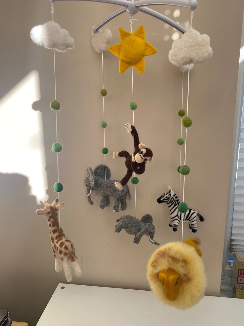Safari / Jungle Animal Felted Cot Mobile . Baby Cot Mobile Etsy UK