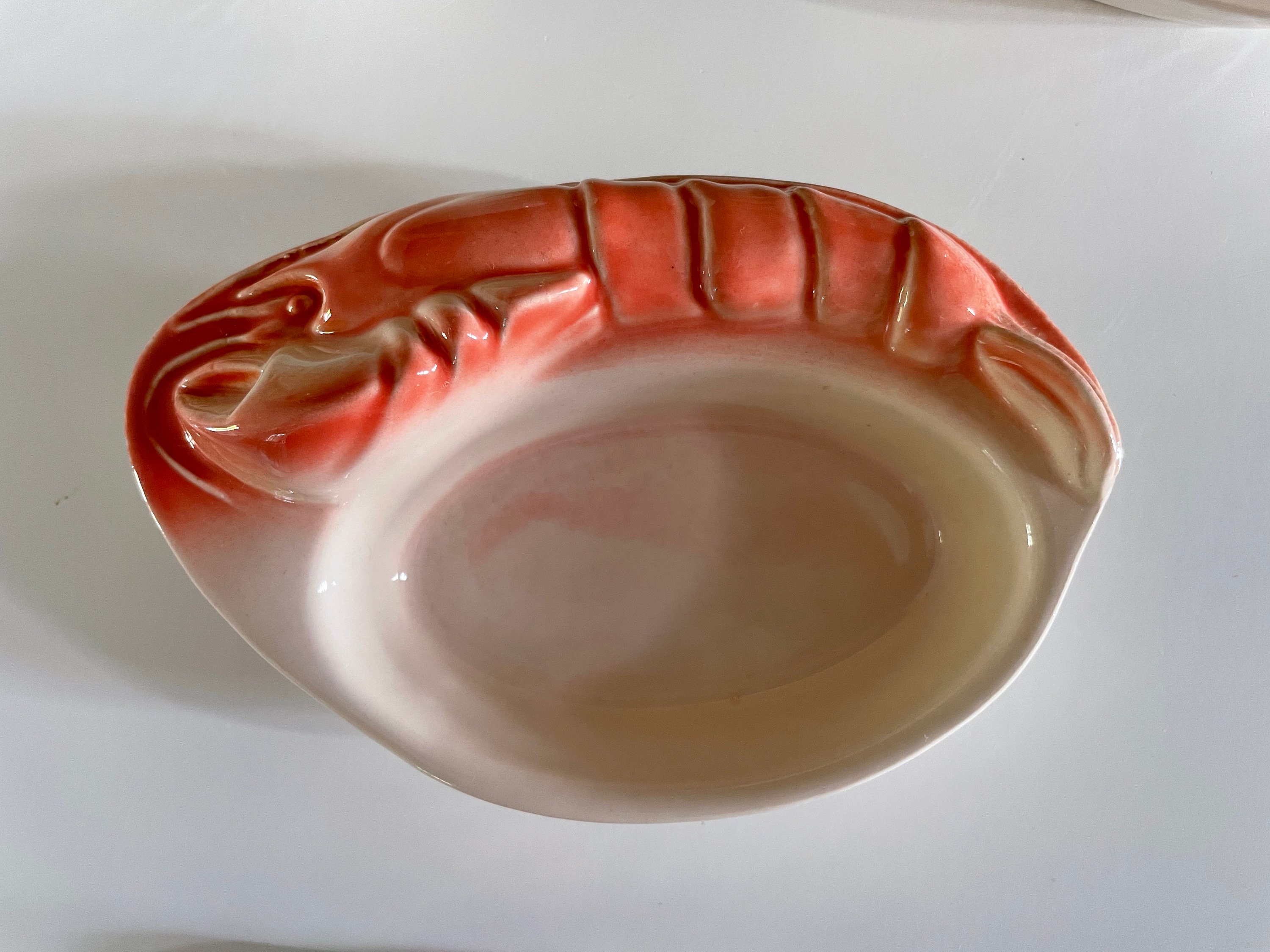 8 Vintage Crawfish Shrimp Bowl Saint Amand, Service 8 Ramequins en Céramique Vintage 50S Écrevisse,