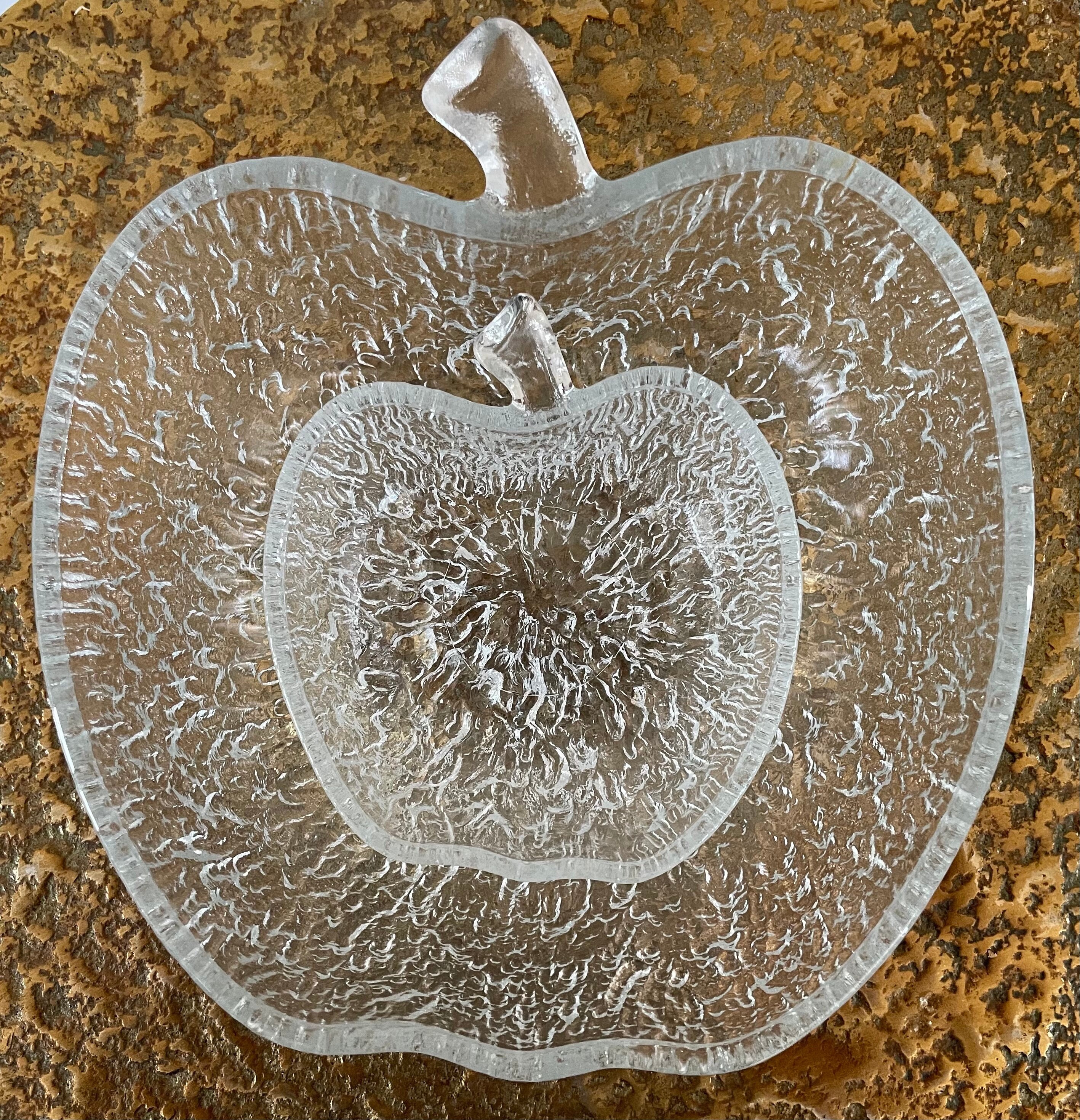 Saladier et Coupelles en Verre Texturé Très Épais Forme de Pomme Verre, Service Coupe à Fruits ou Bo