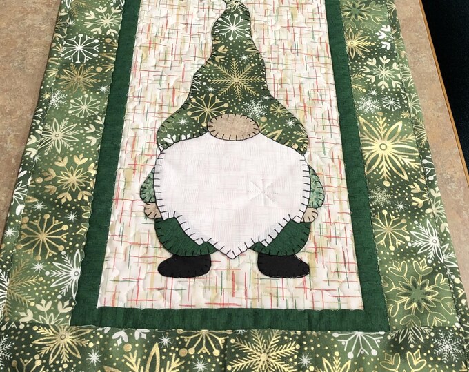 Green Gnome - Hand Appliqué - Quilted - Table Runner - Etsy