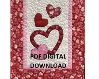 Hearts/Valentines Applique Table Runner Pattern PDF Digital Download