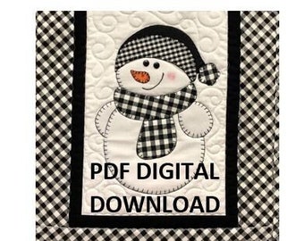 Floppy Hat Snowman Applique Table Runner Pattern Digital Download PDF