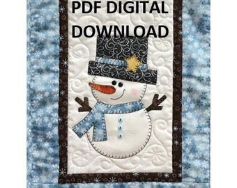 Top Hat Snowman Applique Table Runner Pattern Digital Download PDF