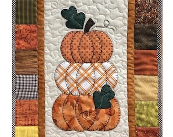 Gestapelte Kürbis Applikation Tischläufer Muster, Digitaler Download PDF