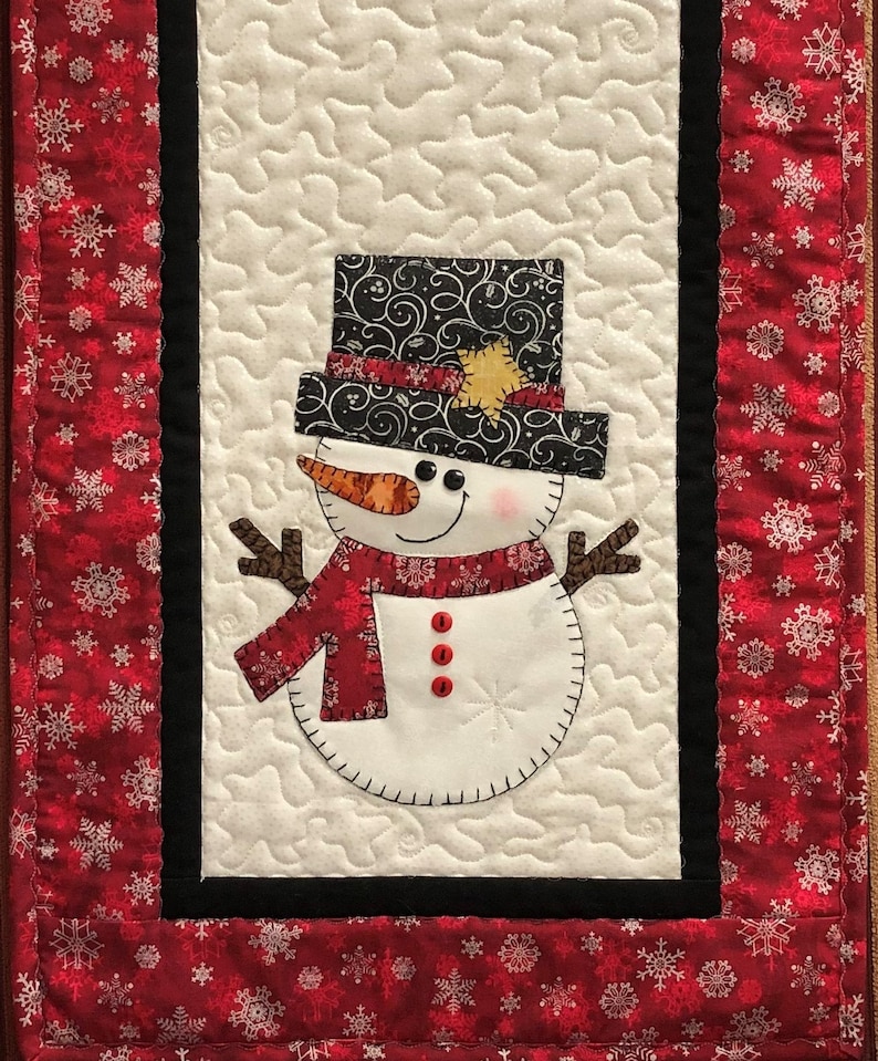 Top Hat Snowman Applique Table Runner Pattern Digital Download PDF - Etsy