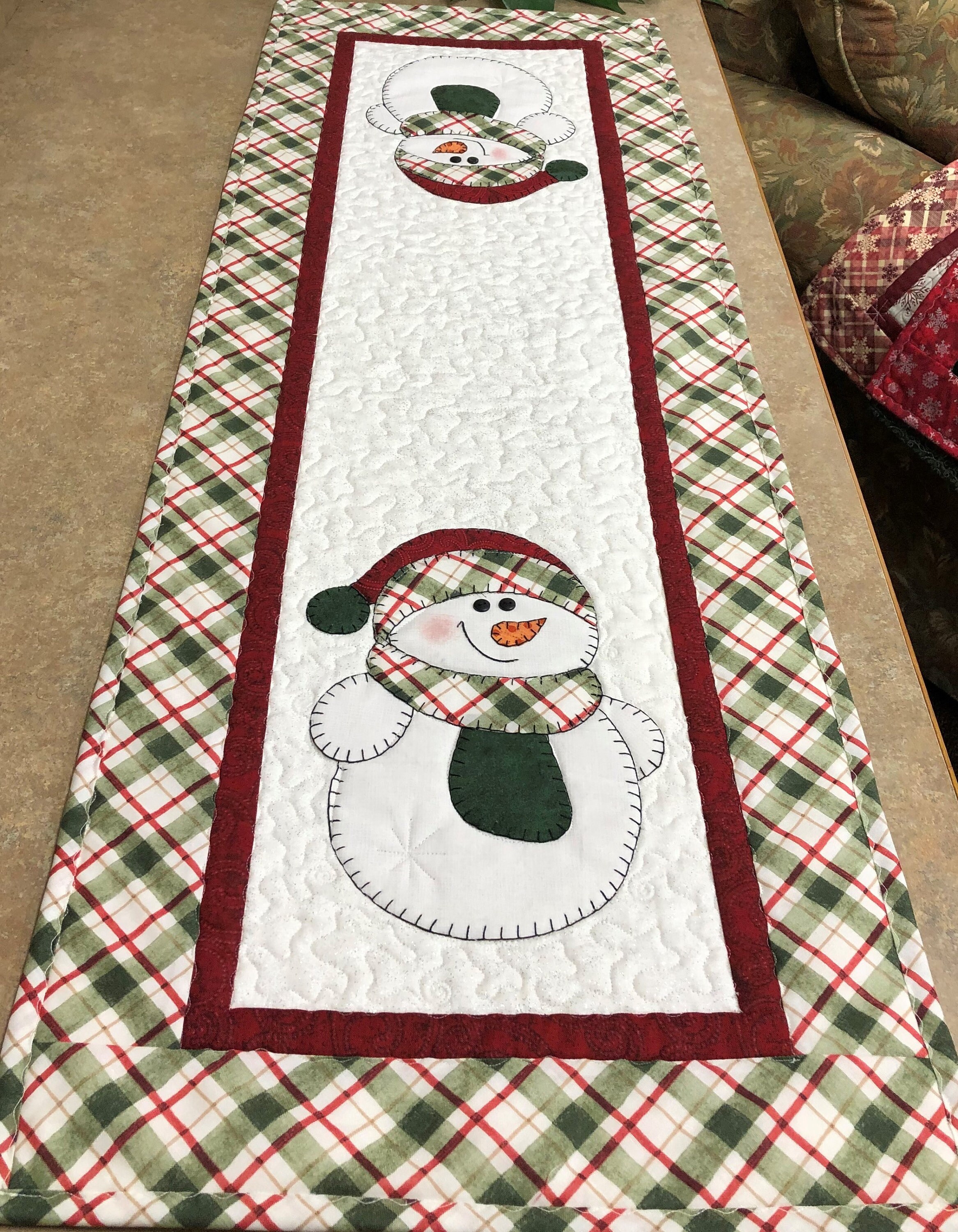 Floppy Hat Snowman Applique Table Runner Pattern Digital Download PDF ...