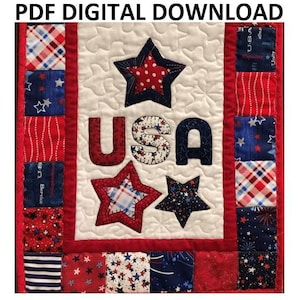 USA Patriotic Applique Table Runner Pattern PDF Digital Download