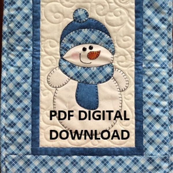 Snowman Applique Table Runner Pattern Digital Download PDF