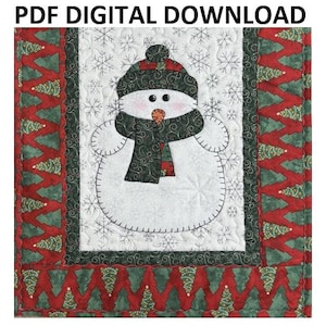 Snowman Applique Table Runner Pattern, Digital download PDF